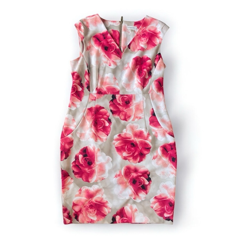 SOLD - Calvin Klein Pink Floral Sleeveless Mini Dress